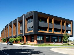 Unicote LUX Ashwood steel cladding complements building aesthetic at Latrobe Valley GovHub