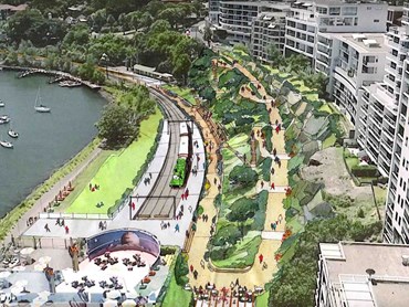 Sydney&rsquo;s Lavender Bay is one step closer to getting its own New York-style High Line, pending approval of an Environmental Application by Sydney Trains and funding by the NSW government. Images: Supplied
