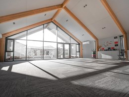 Flooring design with custom carpet uses colour psychology for zoning at Mt Aspiring College