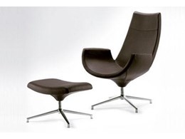 Beetle high back armchair with matching Beetle ottoman available from Botton + Gardiner Urban Furniture