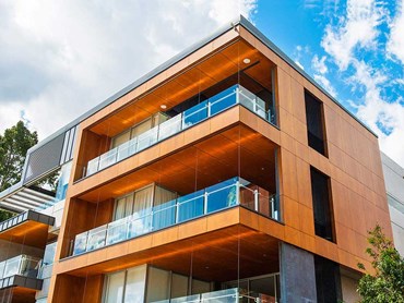 Prodema natural wood cladding ensured visual continuity on Riverpoint's facade