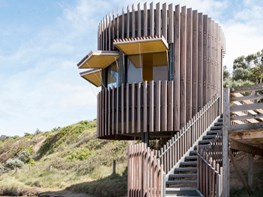 A stunning prefab timber surf lifesaving tower 