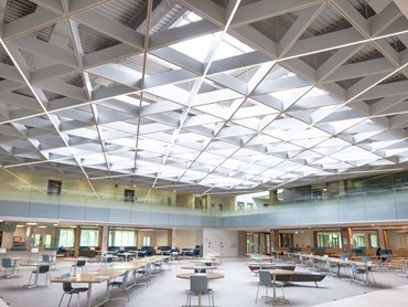 POLYLAM vertical baffle ceiling in the new meeting space on Mississauga campus