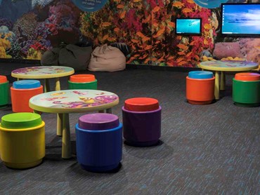 Crayola Wonder Room features EcoSoft plank carpet tiles