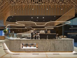 Keystone’s pine dowel feature ceiling adds character to 1 Martin Place