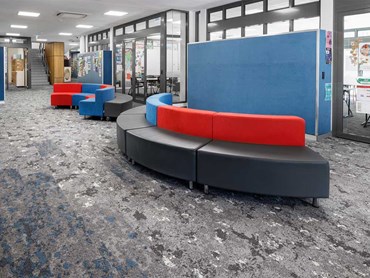 The Lichen 1.5 carpet plank collection was an inspired choice for the updated flooring 