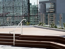 Urban oasis created on Daisho tower rooftop with Outdure products