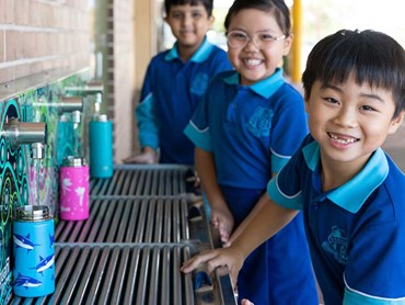 The school recently installed new drinking water stations featuring Aboriginal art