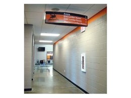 Vista System’s wall frames and suspended signs recently installed at Jon Davis Wrestling Centre in US High School Sports Complex