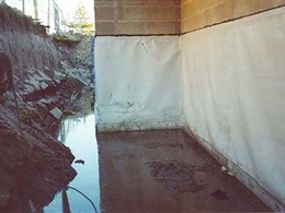 Retaining walls below water table waterproofed with Cosmofin membrane system 