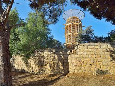 The cactus-shaped Ester Tower in the Hansen House gardens, Jerusalem
