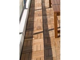 Wooden outdoor decking floor tiles by Wintons Teak available from Transforma