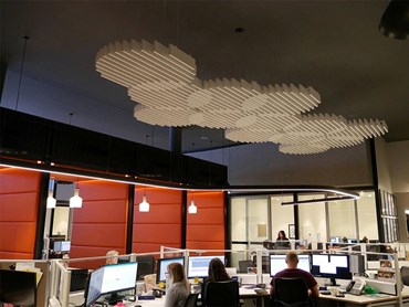 The ‘cloud’ ceiling delivers high acoustic absorption as well as a fantastic finish